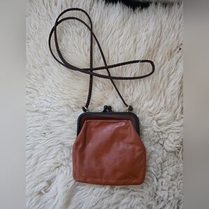 Vintage Mid-Century Purse/made in Italy/butterscotch w Brown Plastic Kiss Lock